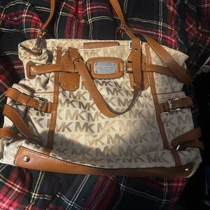 Michael Kors Signature Beige and Brown Tote
